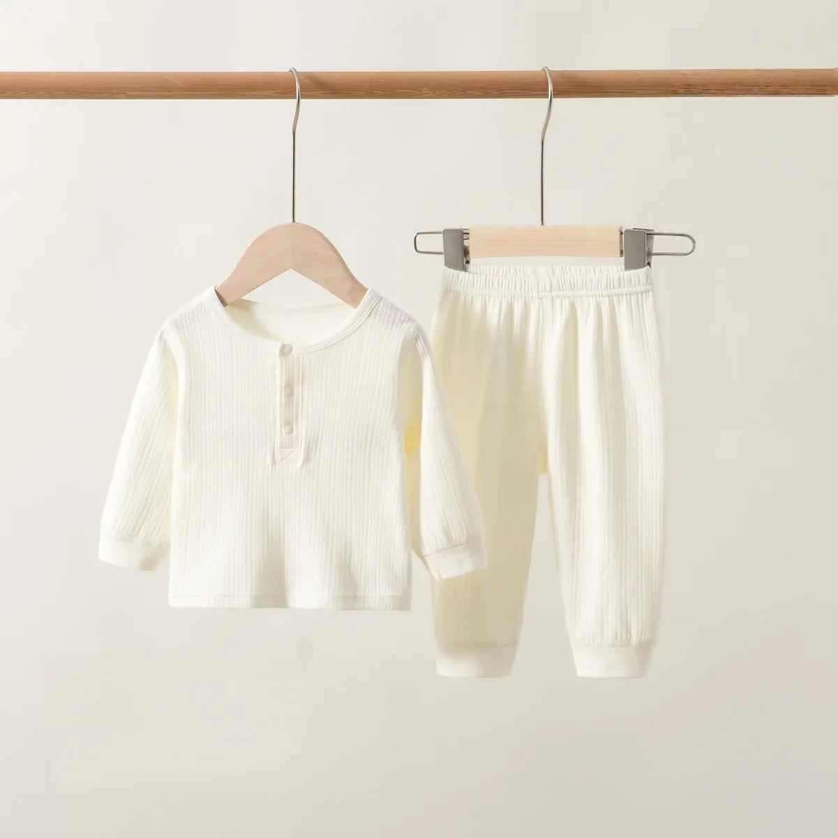 Spring 0-3Y Baby Girls Boys Cotton Pajamas Sets Ribbed Long Sleeve Sleepwear 2pcs Outfits Newborn Nightwear Soft Loungewear