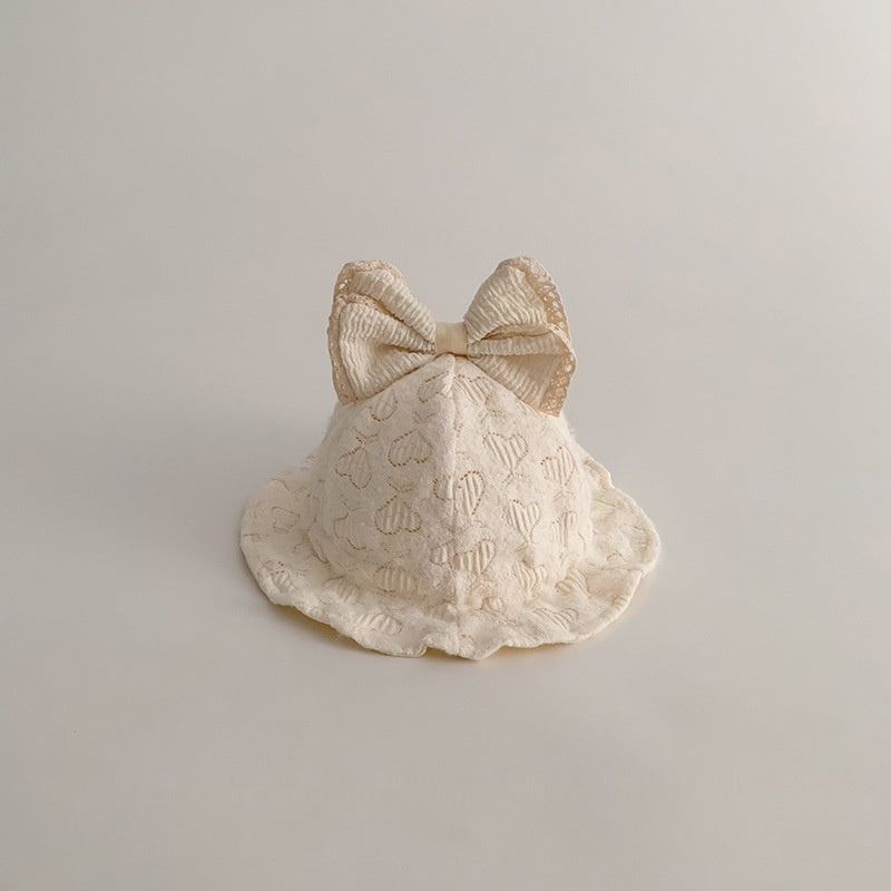 Windproof Bow Fisherman Hat Newborn Small-month Keep Baby Warm Bucket Hat