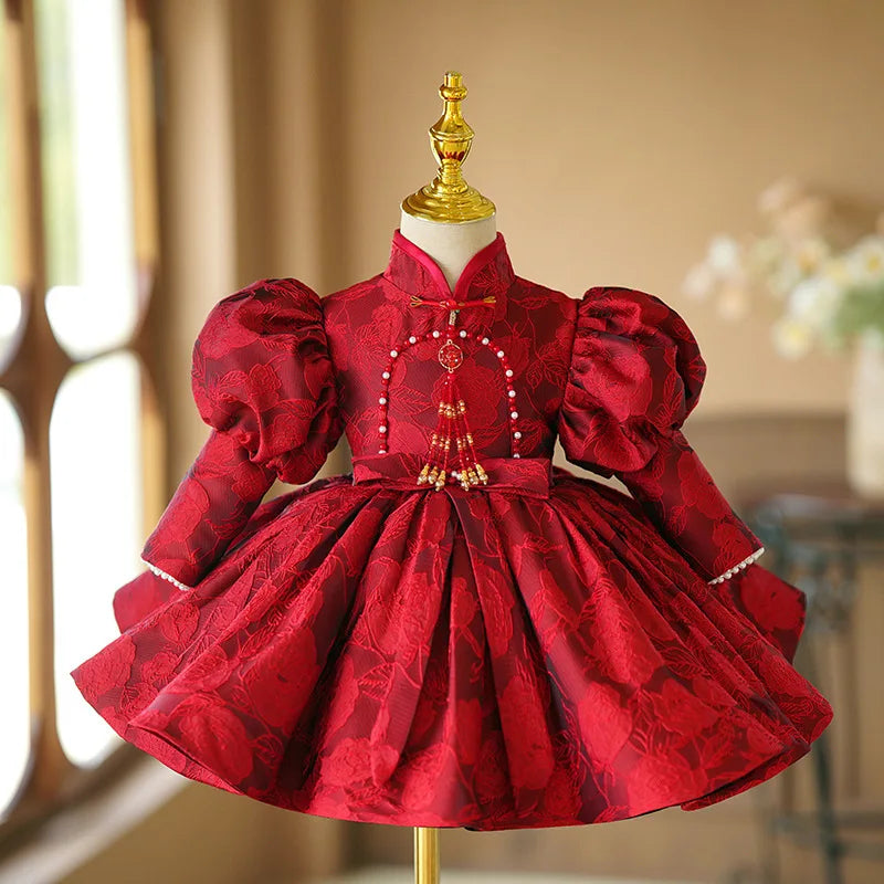 Girl's Fashion Birthday Baptism Princess Ball Gown Children's Host Piano Performance Wedding Dress y1440