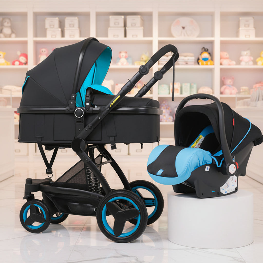 High Landscape Baby Stroller Basket Can Sit And Lie Folded
