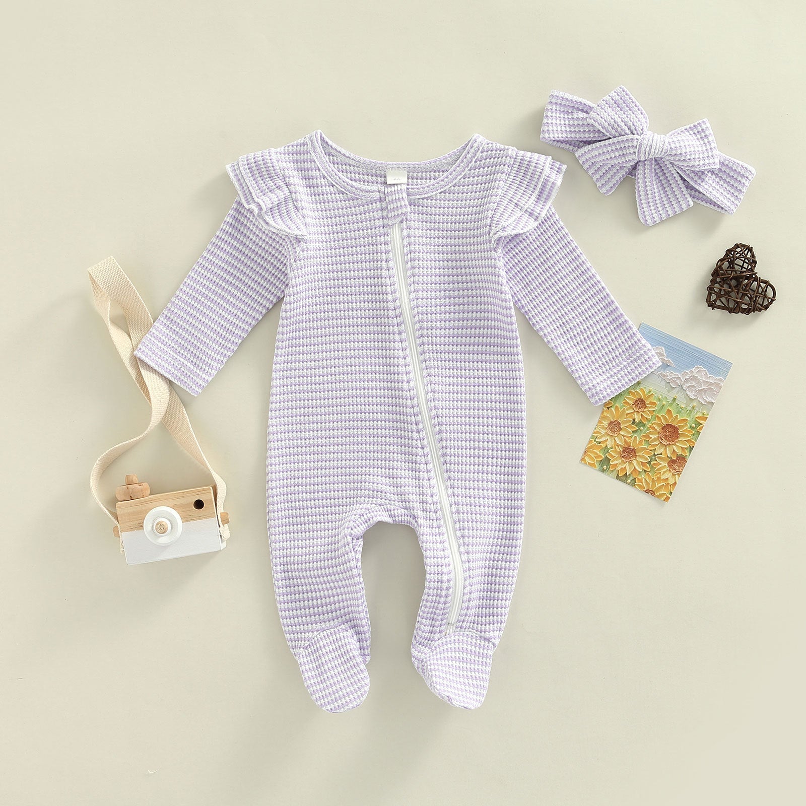 Newborn Baby Zipper Leg Wrap Romper
