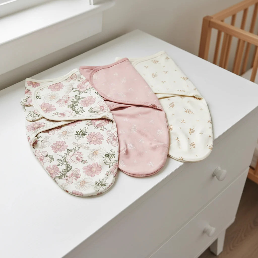 Baby Sleeping Bag Newborn Swaddle Cocoon Wrap 100 Percent Cotton Three Piece Set