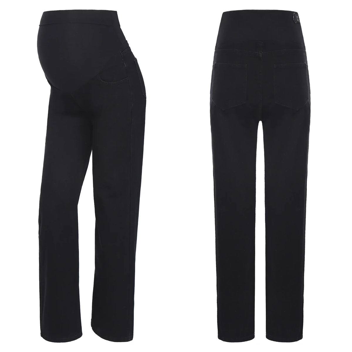 Premama Clothes Maternity Moms Jeans Adjustable High Waist Trousers Pregnant Women Casual Wide-Leg Denim Pants with Pockets