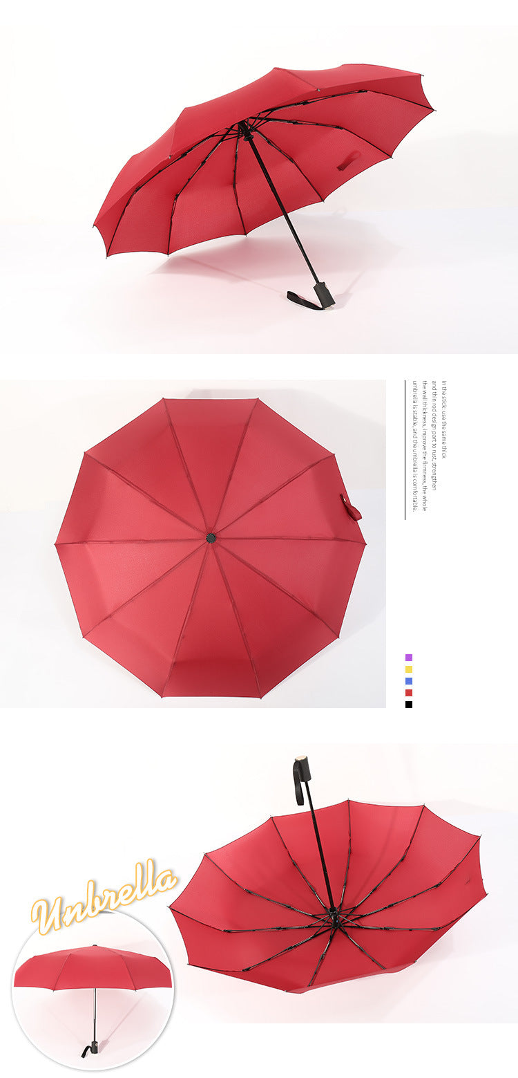 Self-opening Umbrella Ten-bone Three-fold Vinyl Sun Umbrella Sunny And Rainy Dual-use Business Plus Size Windproof Advertising Gift Umbrella
