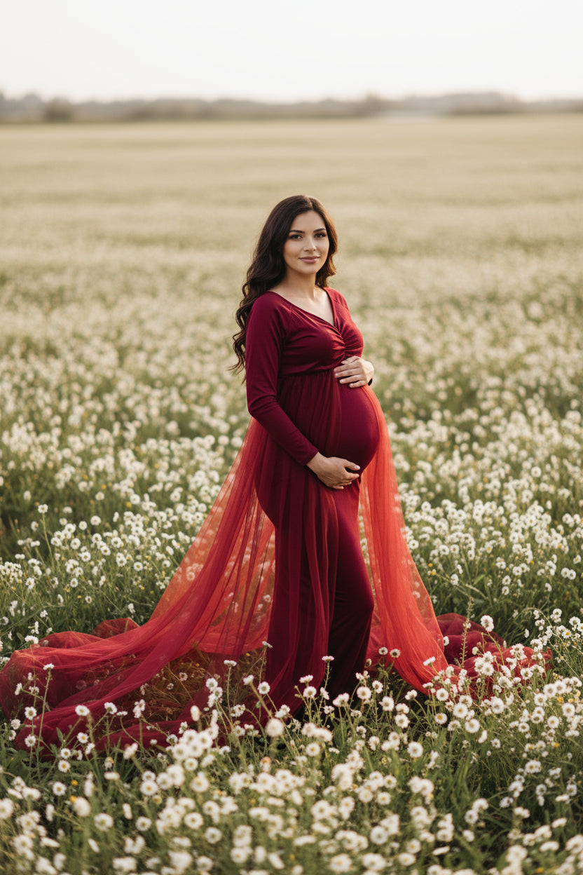 Stretch Cotton Maternity Photo Dress