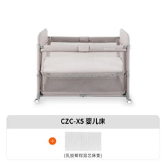 Smart baby crib folding and splicing large bed, multifunctional newborn baby crib, portable, movable, and adjustable