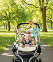 Plastic Early Education Baby Bed Toy Bell With Tactile Fabrics