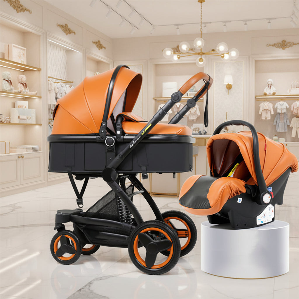 High Landscape Baby Stroller Basket Can Sit And Lie Folded