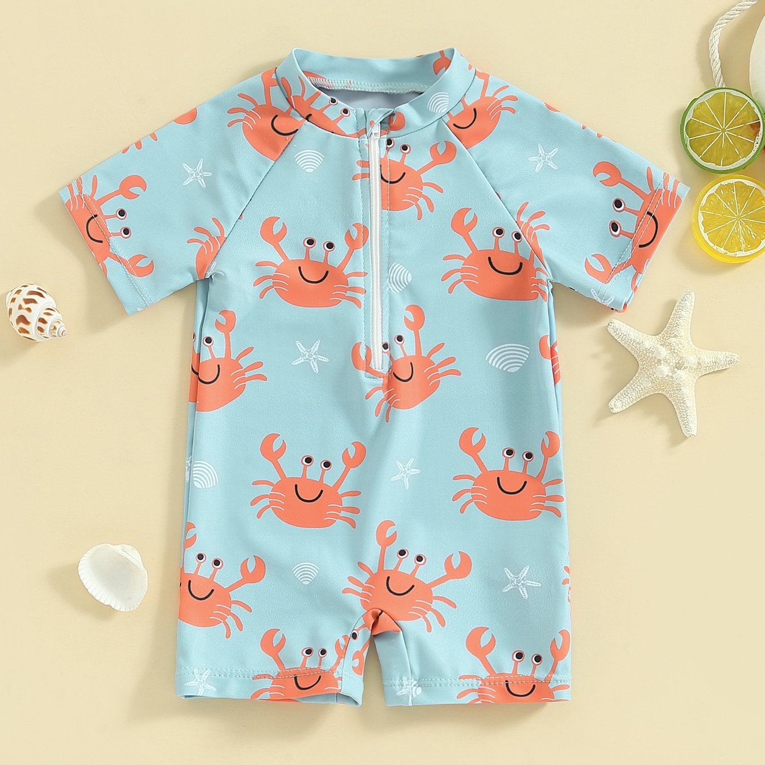 TinyTide Cute Crab Printed Baby Boys Protective Shorts - Stretch Lycra