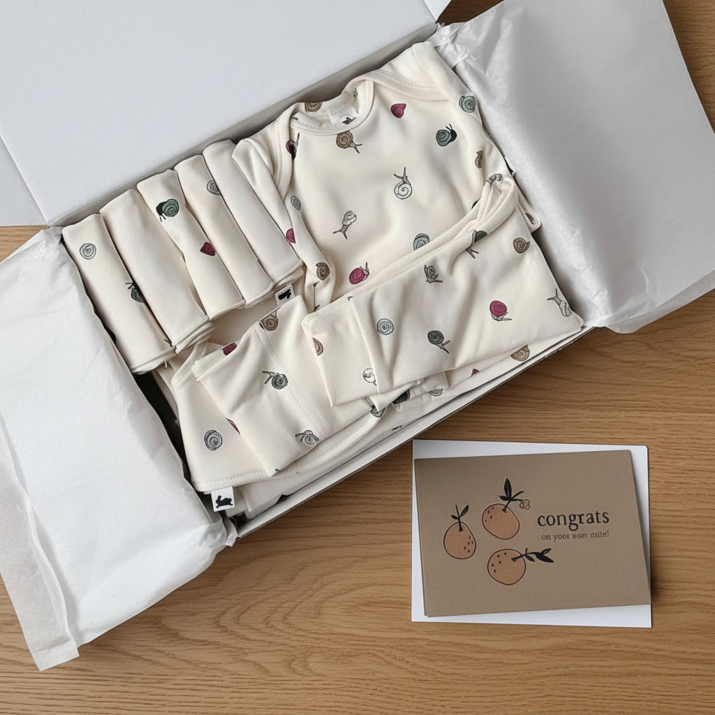 Bamboo Baby Capsule Gift Box | Ditsy Snails & Cream
