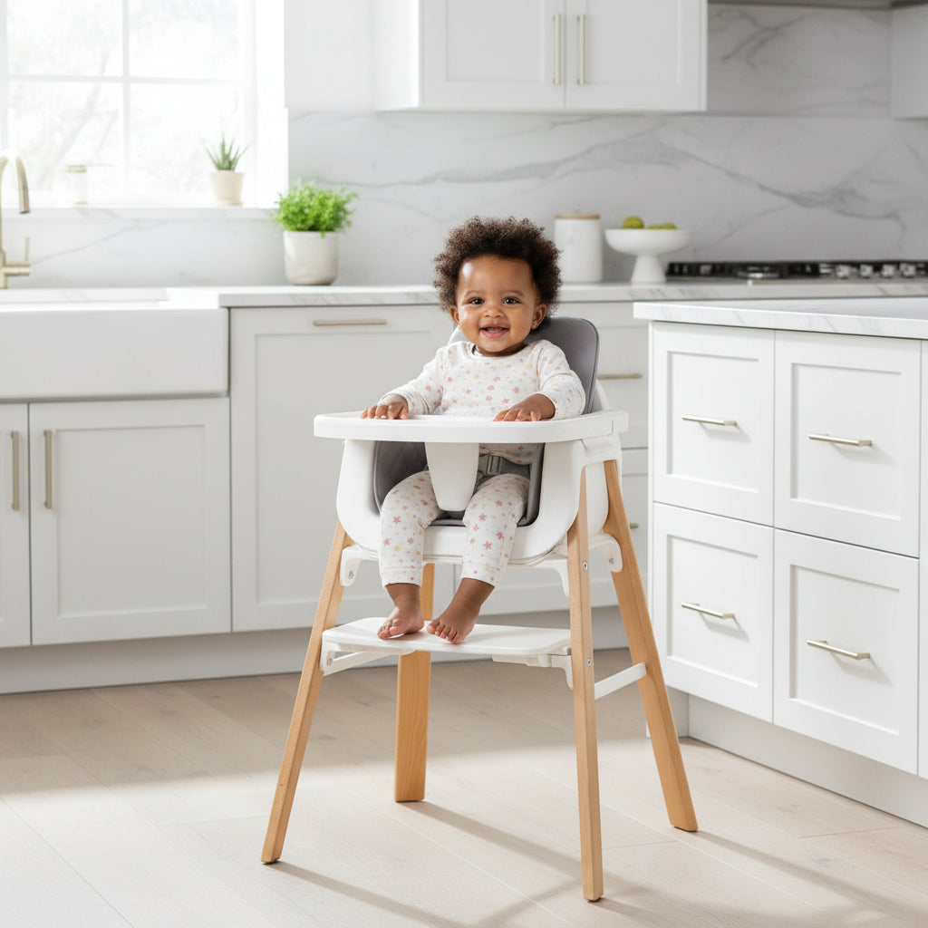 Solid Wood Adjustable Baby Dining Chair For Infants