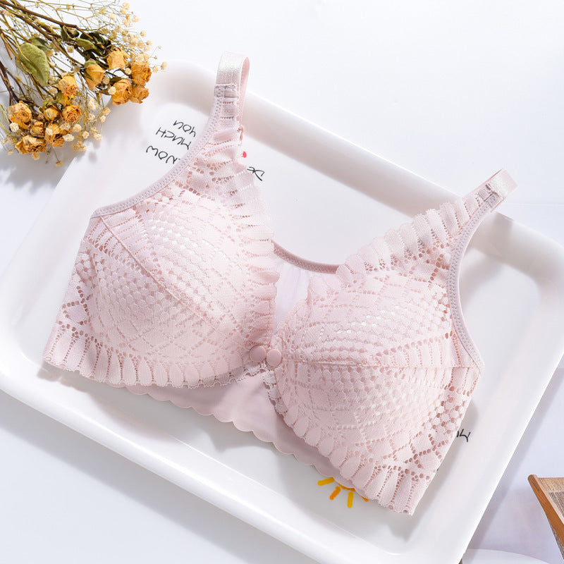 Pregnancy Breastfeeding Bra Front  Steel Ring Lace Gather Type