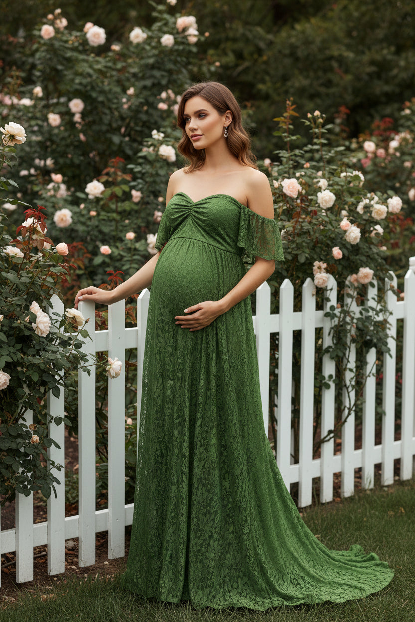 New Maternity Lace Dress Gowns for Photo Shoot Pregnant Dres