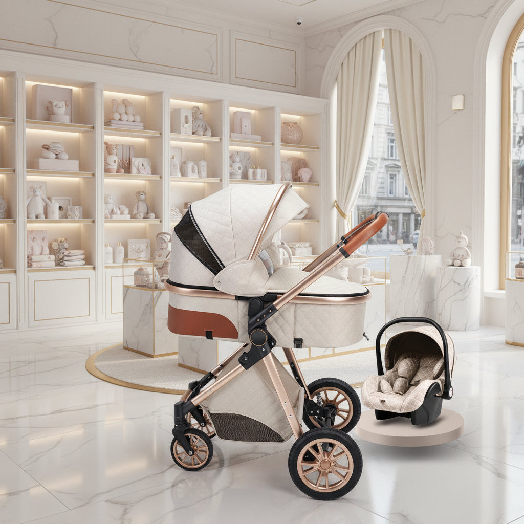 Lightweight Folding Two Way Shock Absorbing Newborn Baby Stroller
