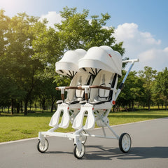 Twin Stroller Foldable Portable Four Wheel Infant Carriage
