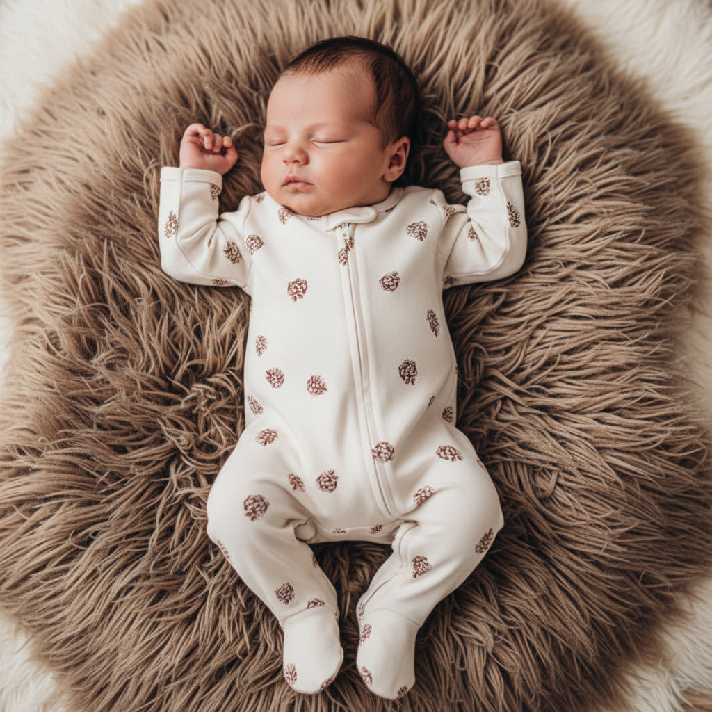 Comfortable Cotton Newborn Clothes Covered Foot Zipper One Piece Romper