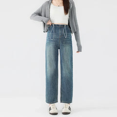 Maternity Drawstring Straight Jeans Pregnancy Women's 2025 New Hot Style High Waisted Loose Slimming Cropped Cigarette Pants