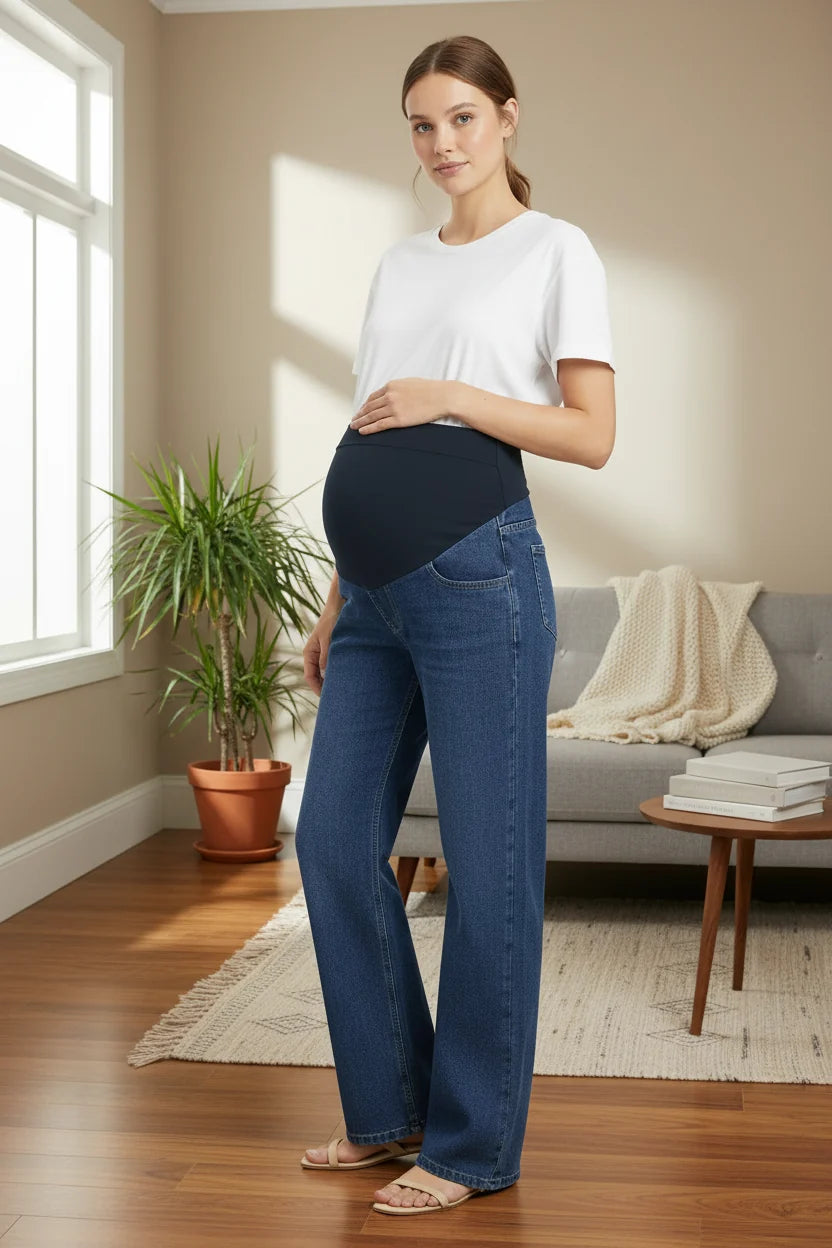 Premama Clothes Maternity Moms Jeans Signature Denim Adjustable High Waist