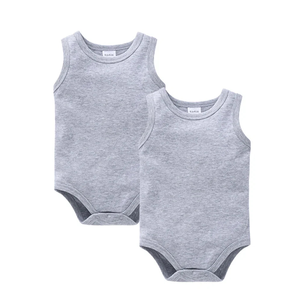 Kavkas 2 Pcs/lot Summer Baby Boy Girls Clothes Vest Design 100% Cotton Sleeveless Newborn Clothing