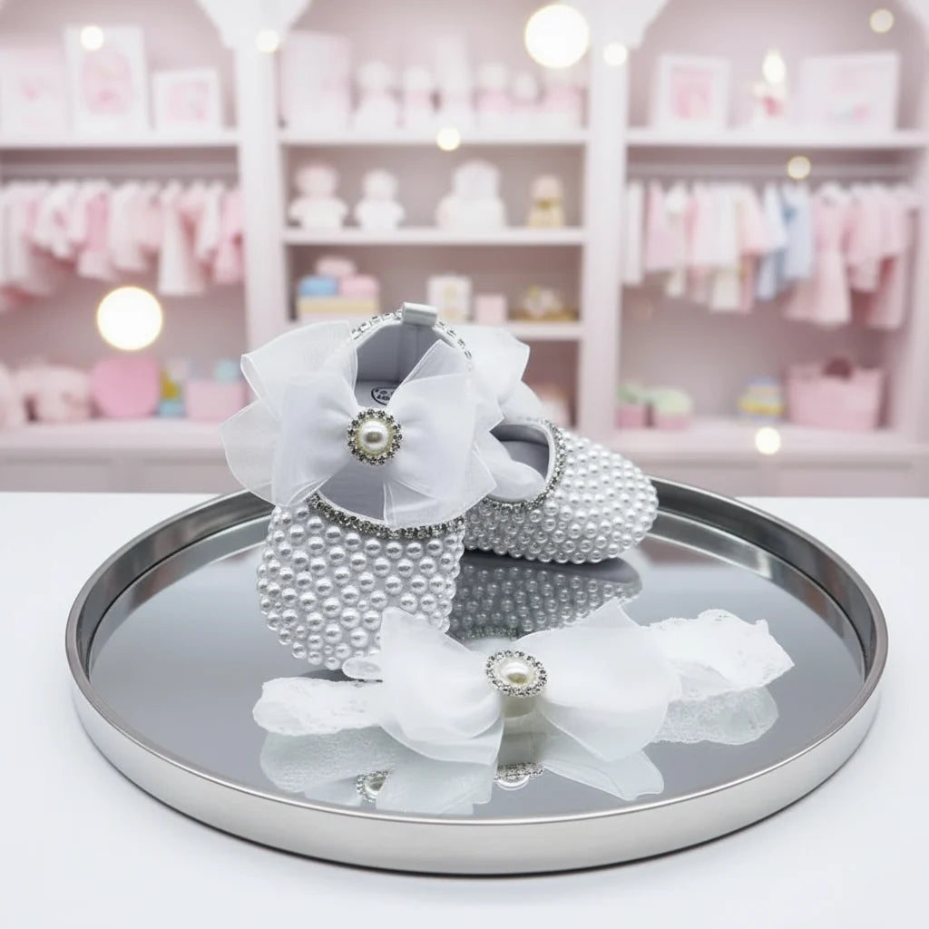Dollbling Baby Diamonds And Pearls Pearl Rhinestone Baby Girl Shoes For Birthday