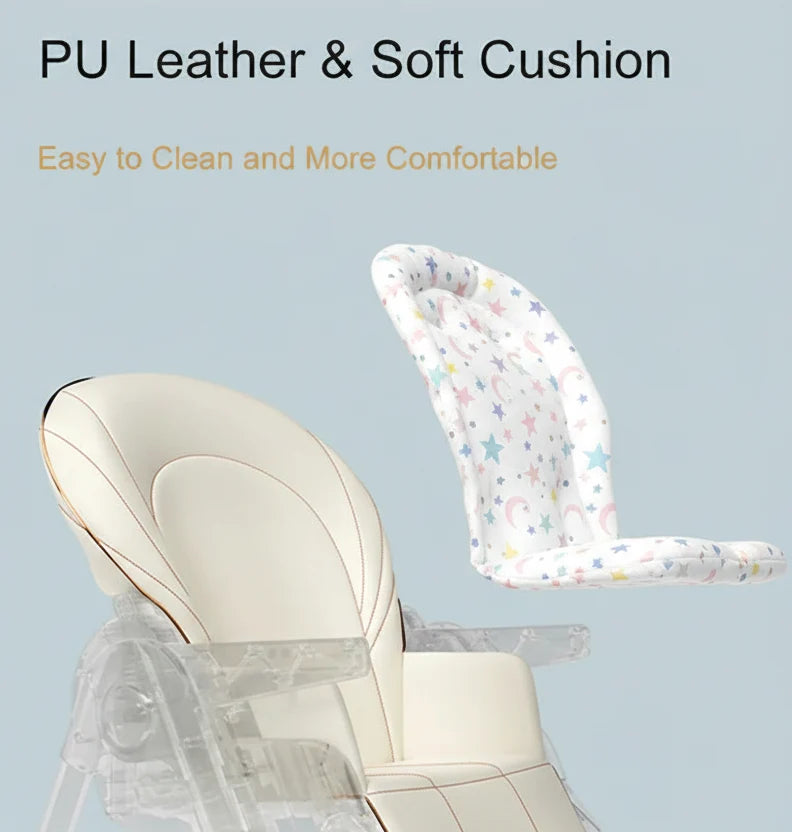 Luxury Baby High Chair Assembly Free Removable Seat And Tray Adjustable Height