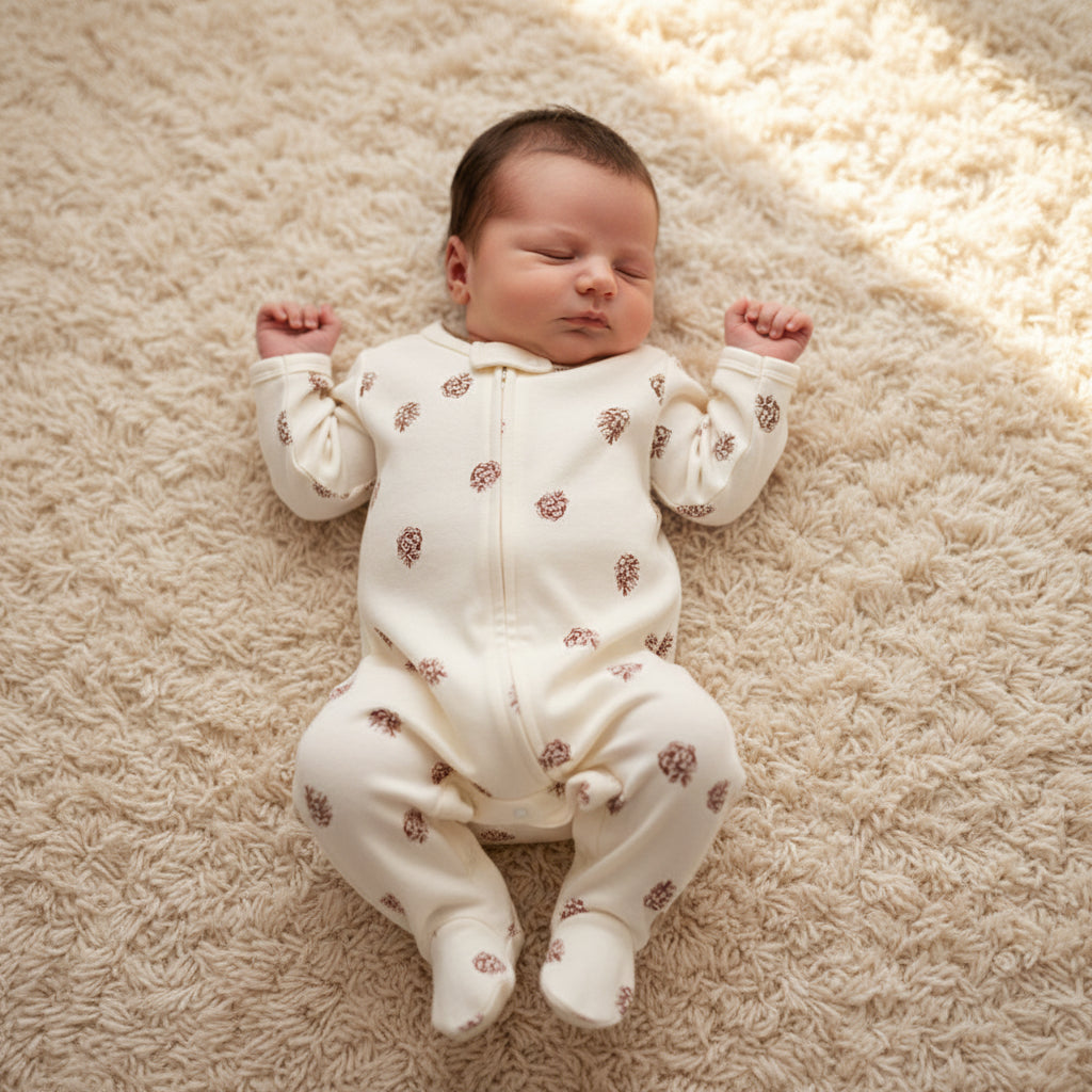 Comfortable Cotton Newborn Clothes Covered Foot Zipper One Piece Romper