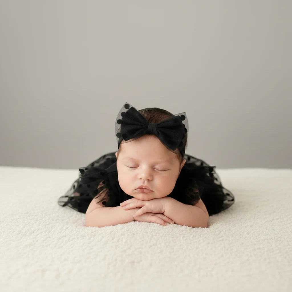 Luxe Cotton Baby Girl Dress Polka Dot With Flutter Sleeves Limited Edition
