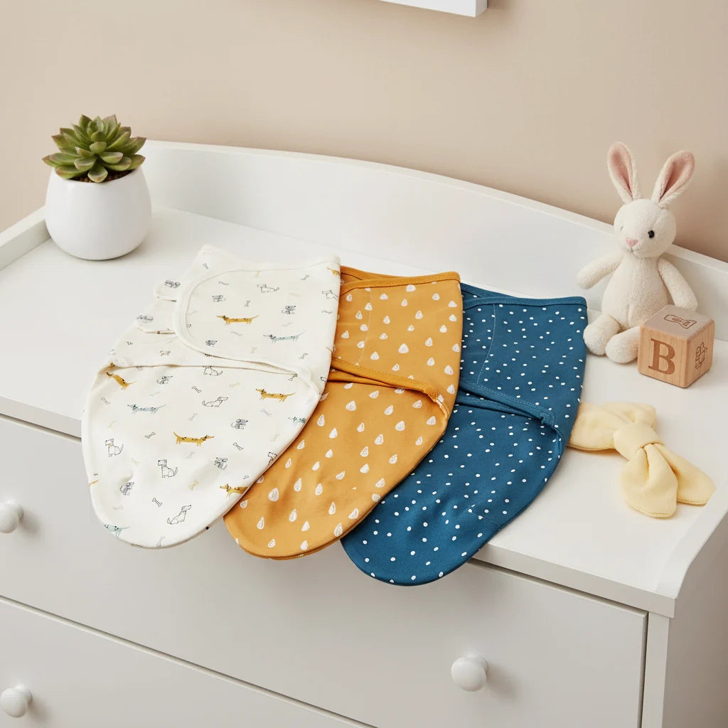 Baby Sleeping Bag Newborn Swaddle Cocoon Wrap 100 Percent Cotton Three Piece Set