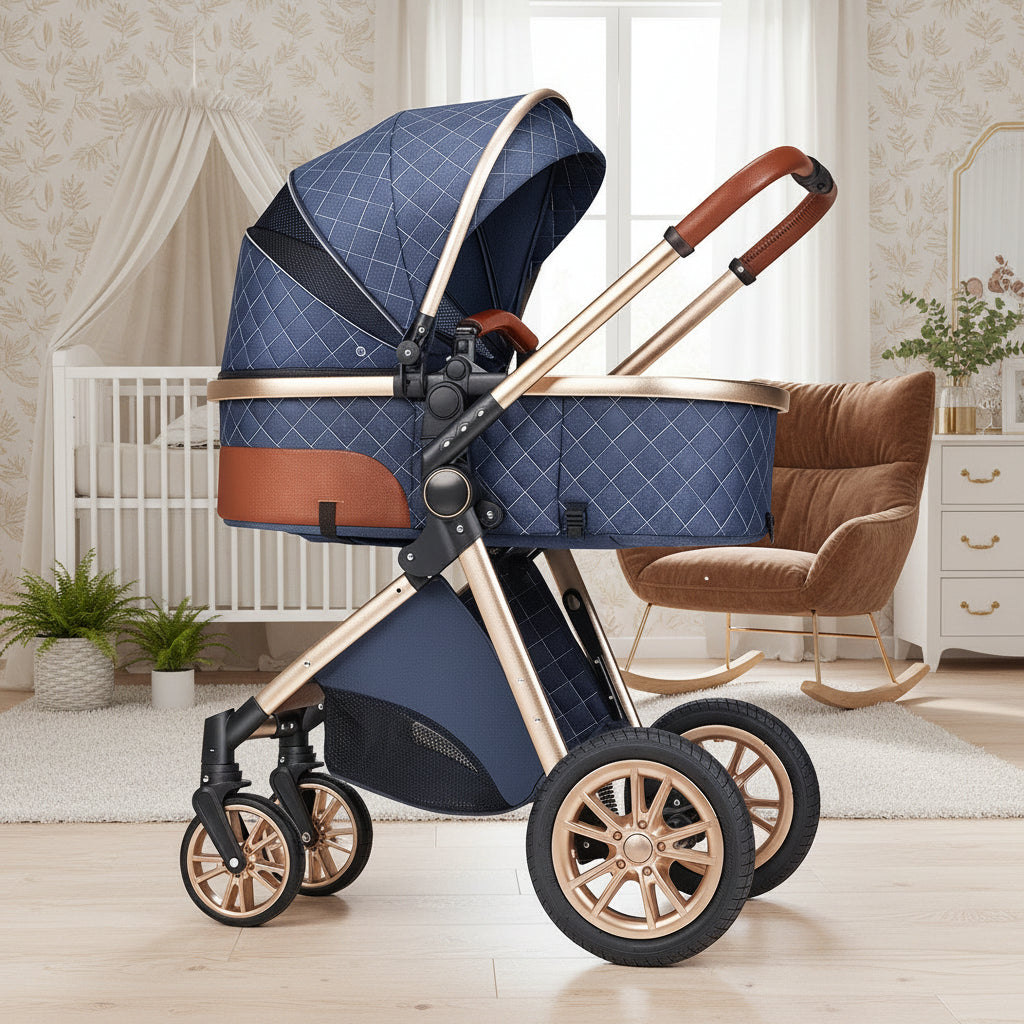 Lightweight Folding Two Way Shock Absorbing Newborn Baby Stroller