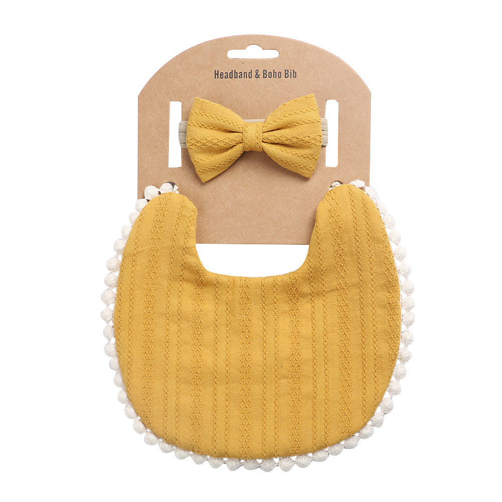 Newborn Baby Cute Floral Cotton Saliva Towel Headband Suit