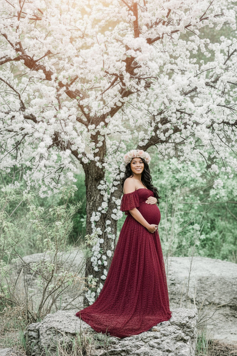 New Maternity Lace Dress Gowns for Photo Shoot Pregnant Dres