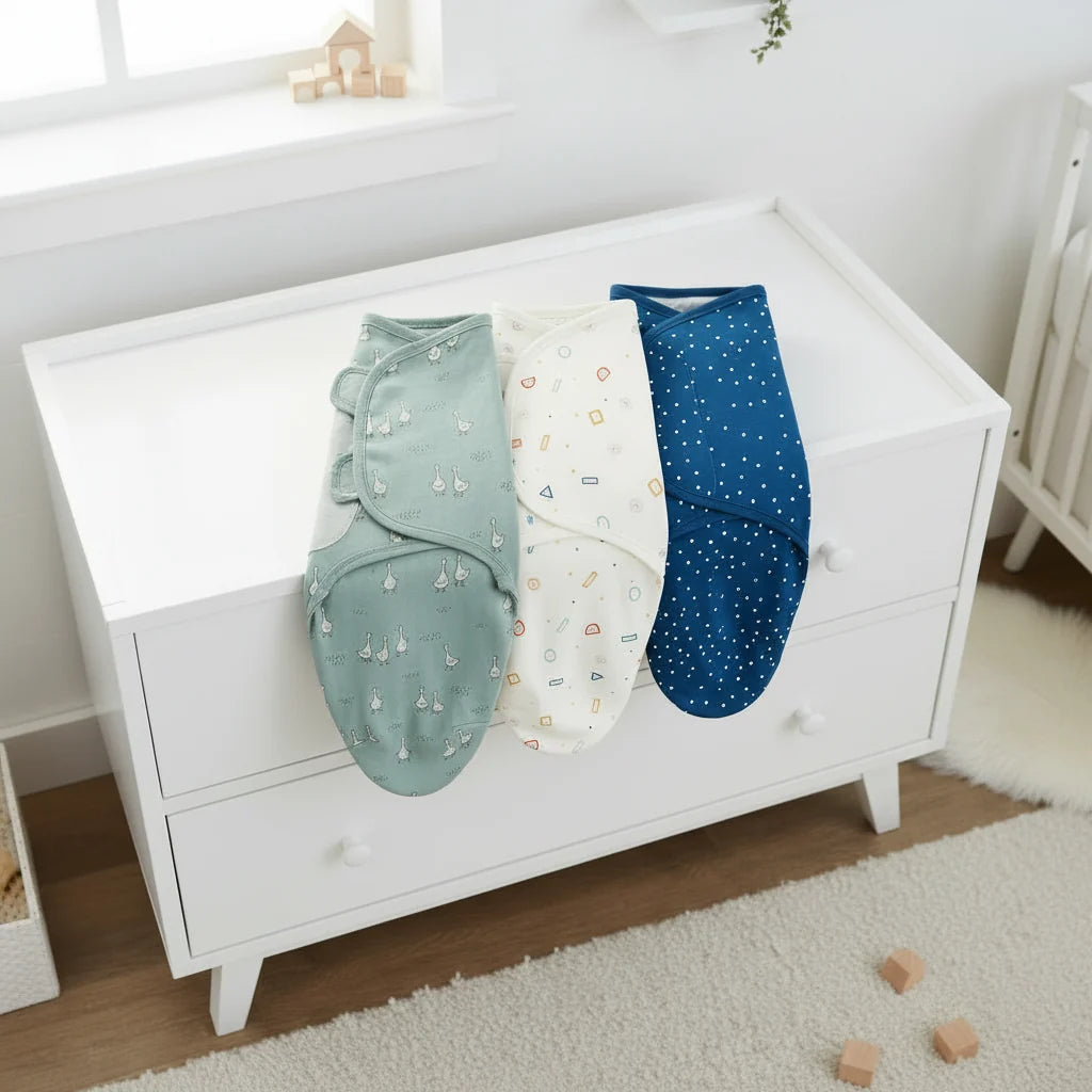 Baby Sleeping Bag Newborn Swaddle Cocoon Wrap 100 Percent Cotton Three Piece Set