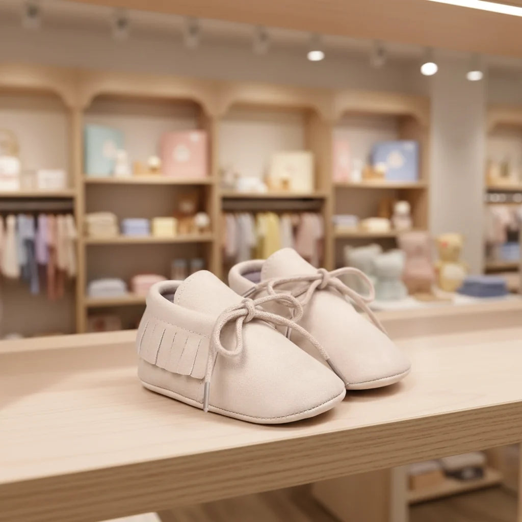Newborn Baby Shoes First Walkers Leather Moccasin Sneakers Soft Rubber Sole
