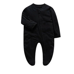 Newborn Footed Pajamas Zipper Girl and Boy Romper Long Sleeve Jumpsuit Cotton Solid White Fashion 0-12 Months Baby Clothes
