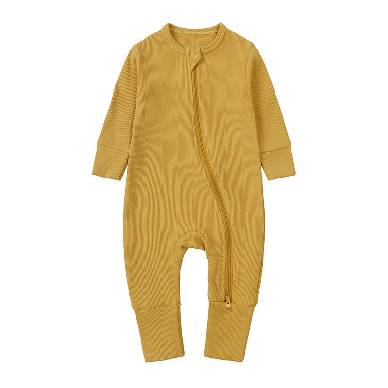 Newborn Clothes Solid Color Rib Fabric Romper