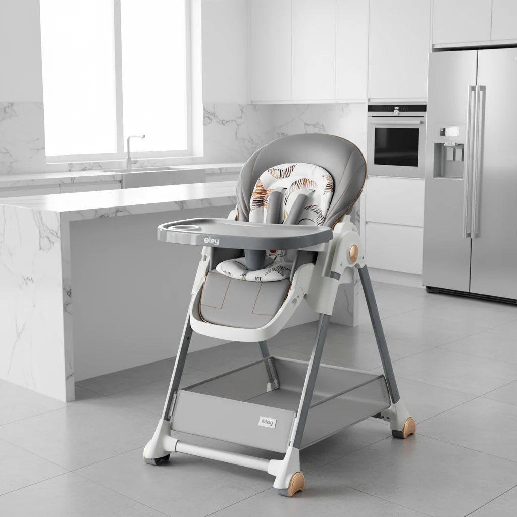 Luxury Baby High Chair Assembly Free Removable Seat And Tray Adjustable Height