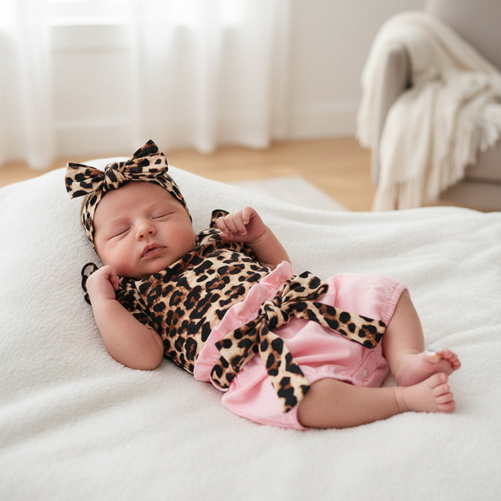 Newborn Set Baby Girl Print Short Sleeve Sunflower