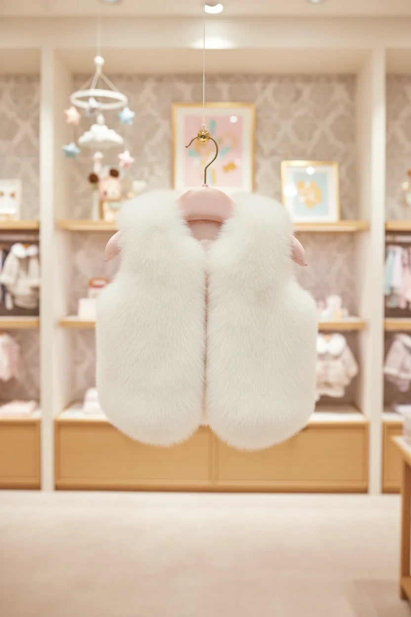 Faux Fur Vest For Girls Autumn Winter Ages 1 To 8 Sleeveless Waistcoat