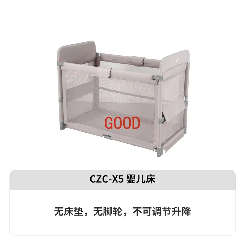 Smart baby crib folding and splicing large bed, multifunctional newborn baby crib, portable, movable, and adjustable