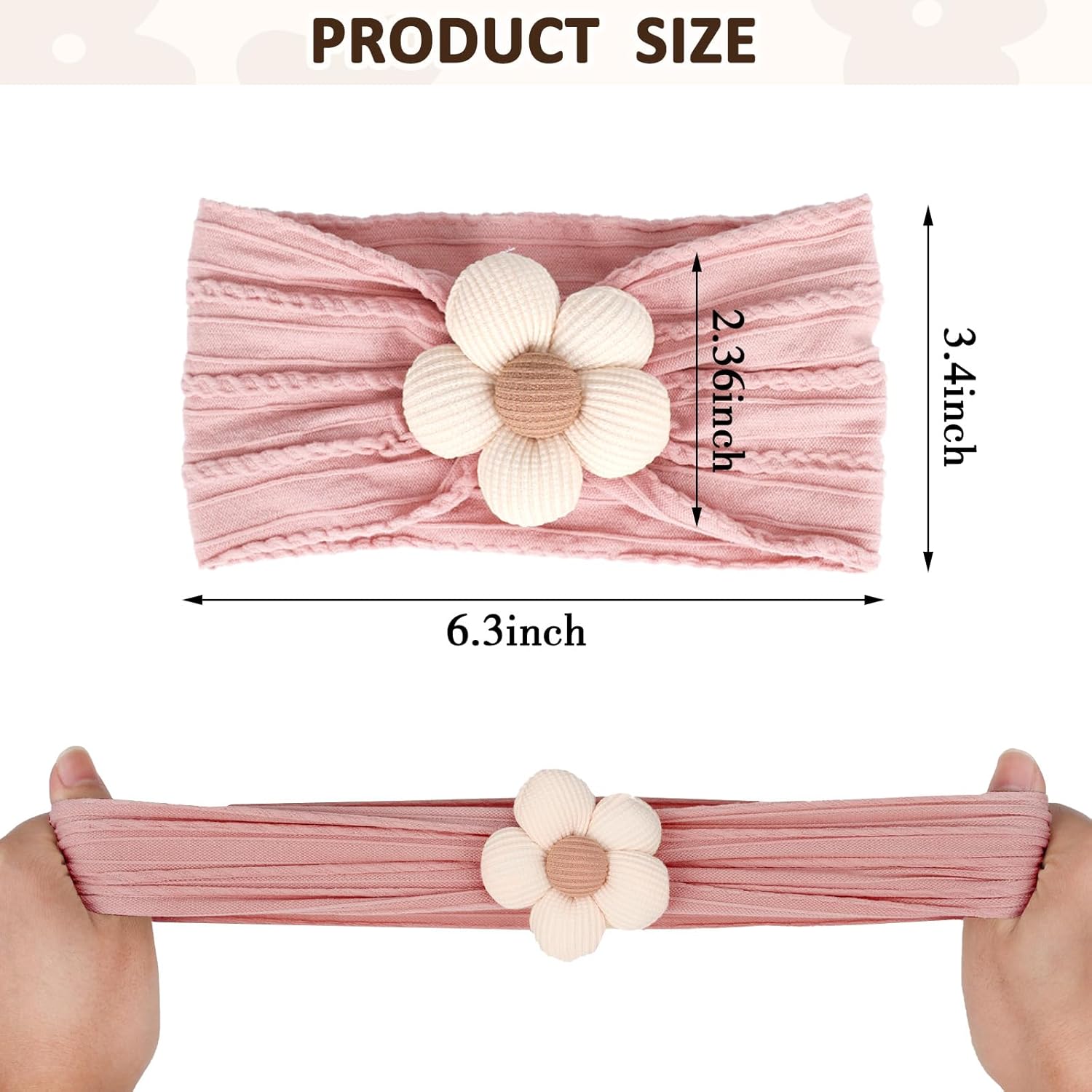 Soft Nylon Baby Flower Headbands For Newborns, Infants & Toddlers  Cute Hair Accessories For Girls Beige, Pink, Khaki