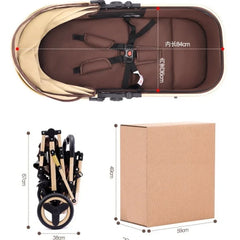 Newborn 3-in-1 Stroller with High View, Two-way Sitting and Lying Function, Baby Stroller with Carrycot and Car Safety Seat