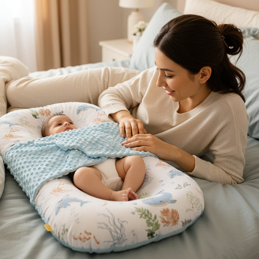 Minimally Printed Baby Soothing And Anti Startle Bed