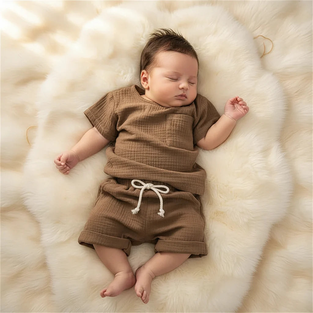 Soft Cotton Baby Collection Two Piece Outfit Set Premium Quiet Luxury