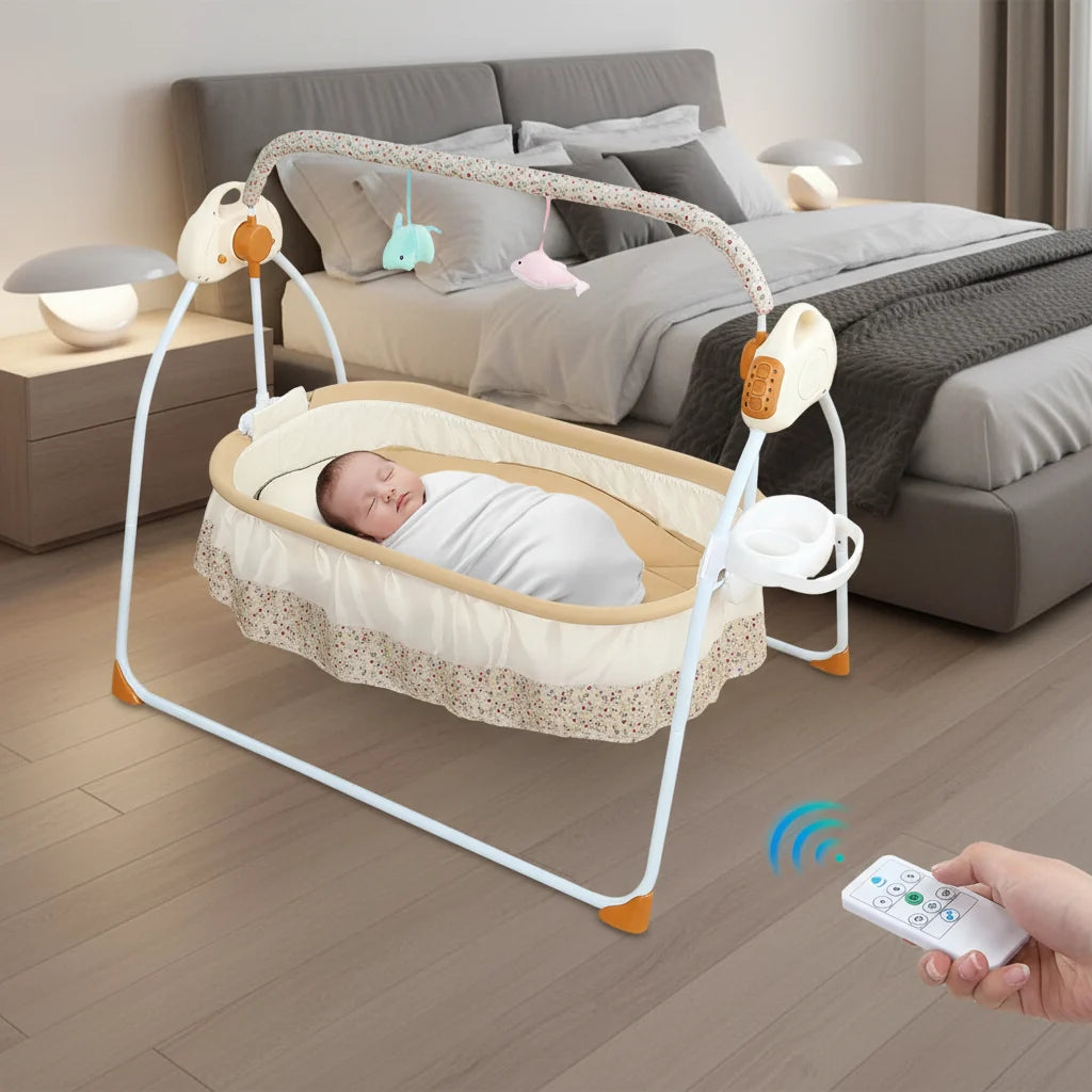 Electric Baby Cradle Deluxe Foldable With Music And Swing