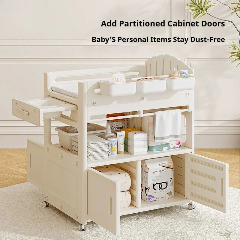 Eavy Duty Baby Changing Table With Wheels Adjustable Height Diaper Station Newborn Care Organizer