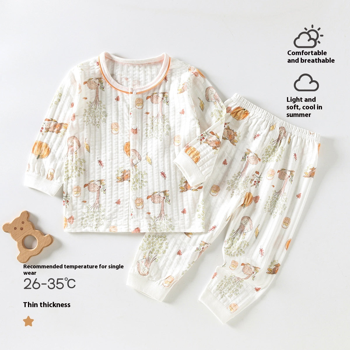 Newborn Months Crawling Thin Short Sleeve Cute Pajamas