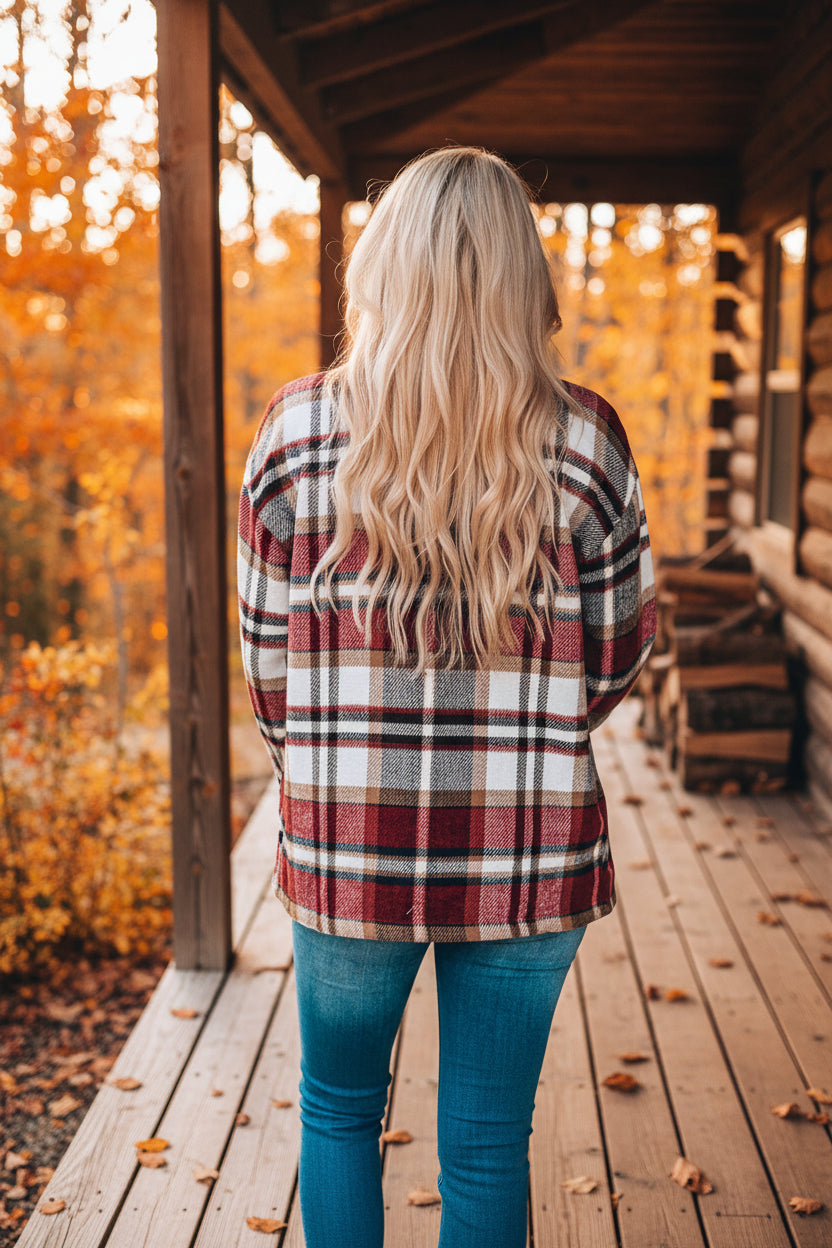 Keily Plaid Pocketed Shacket