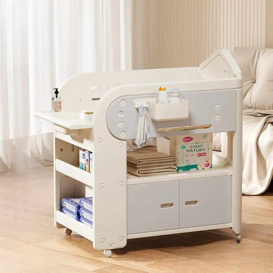 Storage Basket Nursing Diaper Table Multipurpose Baby Diaper Changing Table Foldable Baby Changing Table With Bath