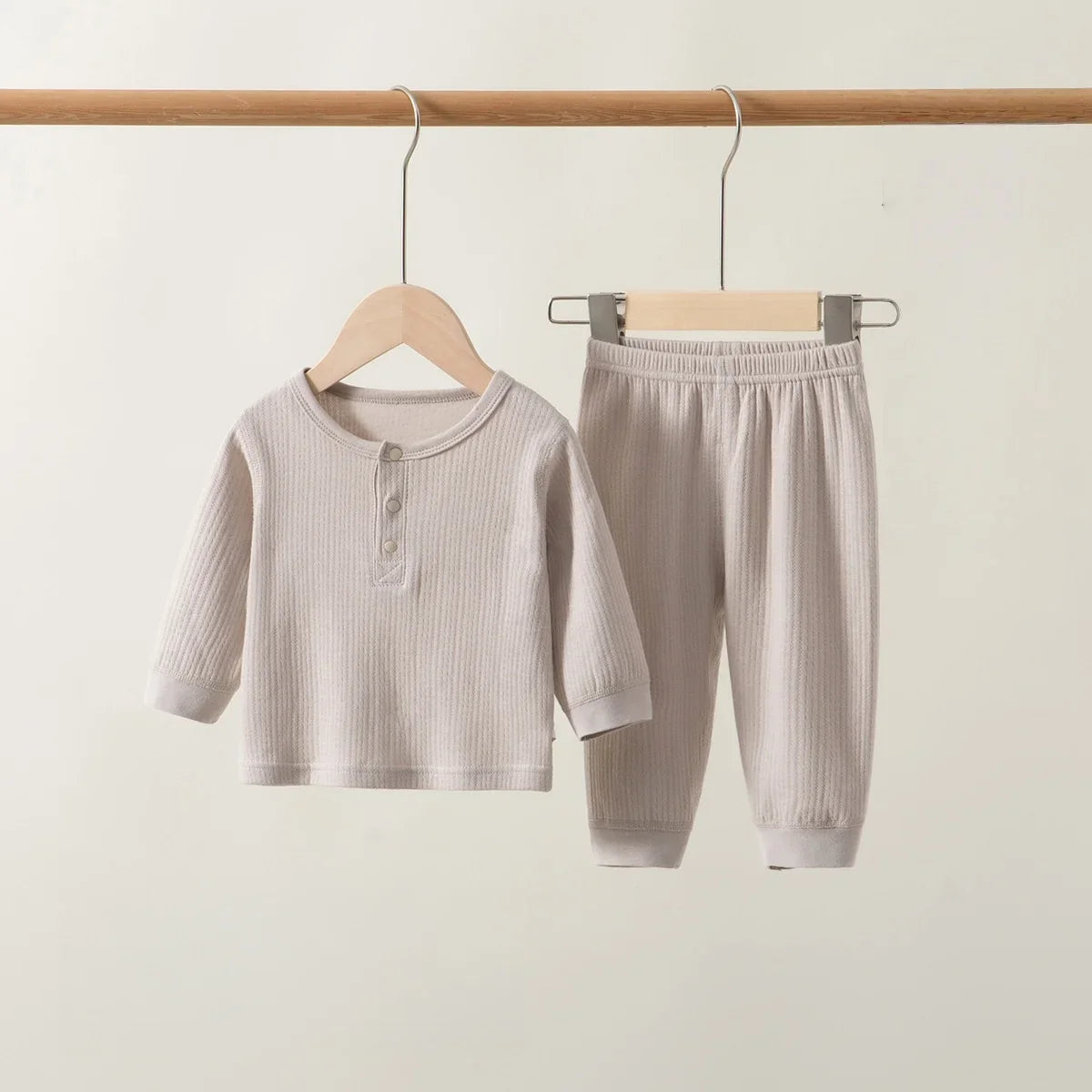 Spring 0-3Y Baby Girls Boys Cotton Pajamas Sets Ribbed Long Sleeve Sleepwear 2pcs Outfits Newborn Nightwear Soft Loungewear
