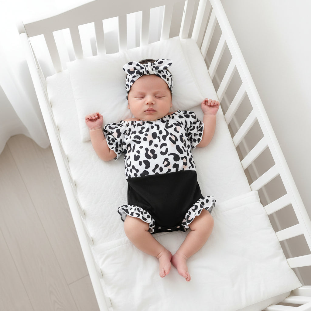 Girls Leopard Print Jumpsuit Dress And Matching Pants Headband Set